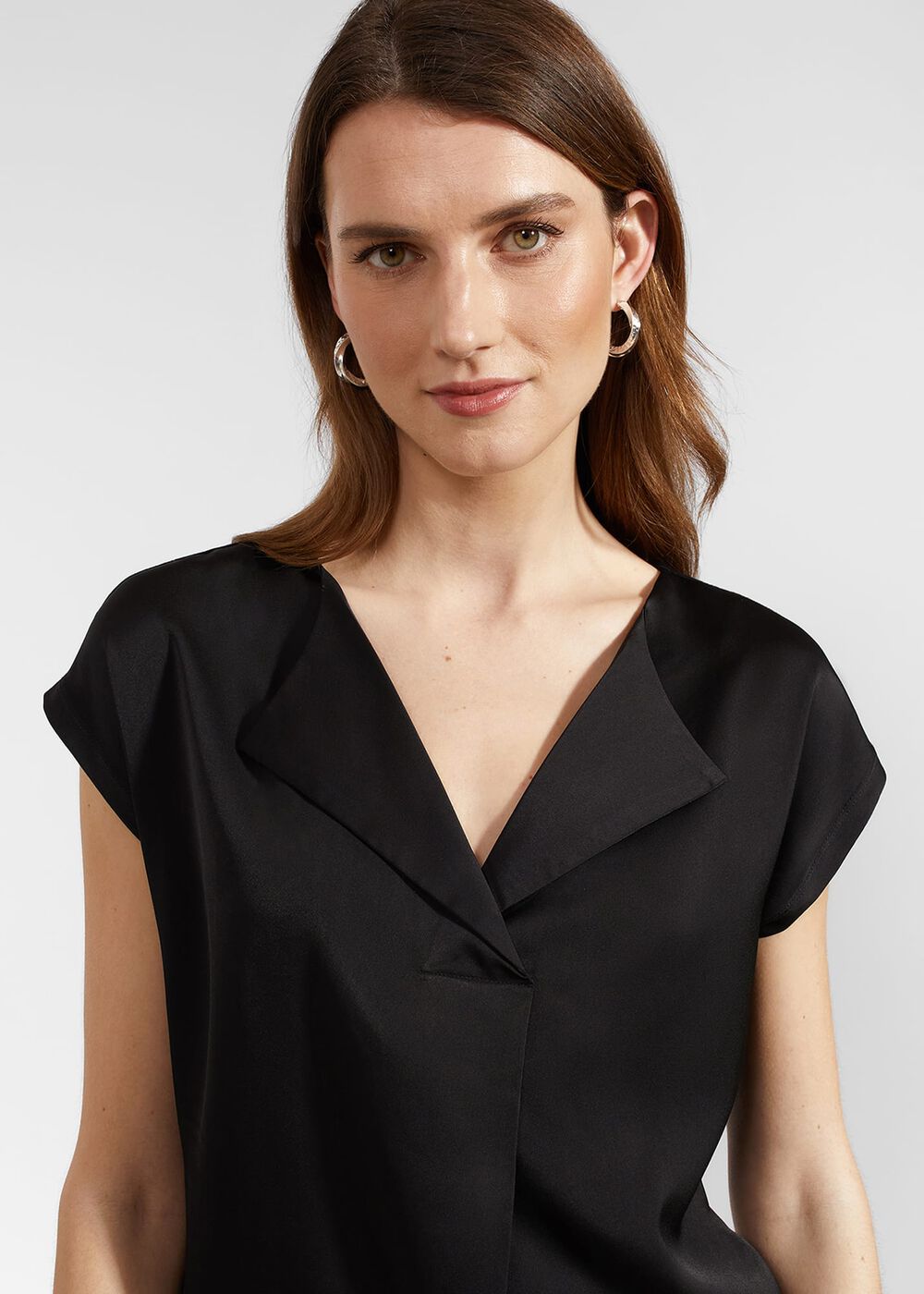 Sylvie Satin Front Top, Hobbs Black, hi-res