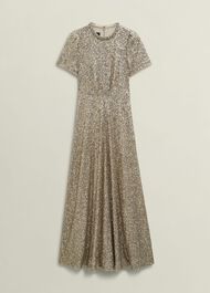 Shirley Sequin Trimmed Maxi Dress, Champagne, hi-res