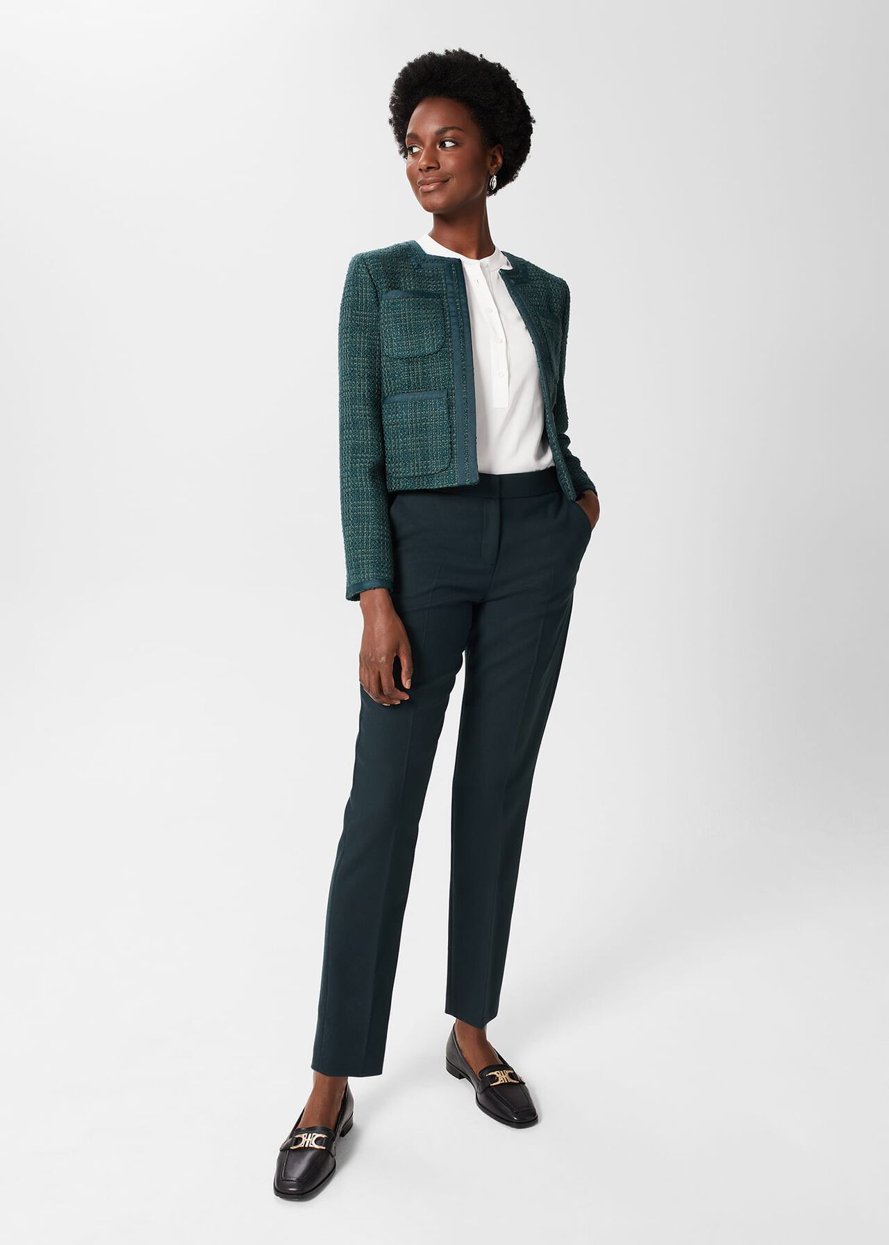 Estella Tweed Jacket, Deep Pine Green, hi-res