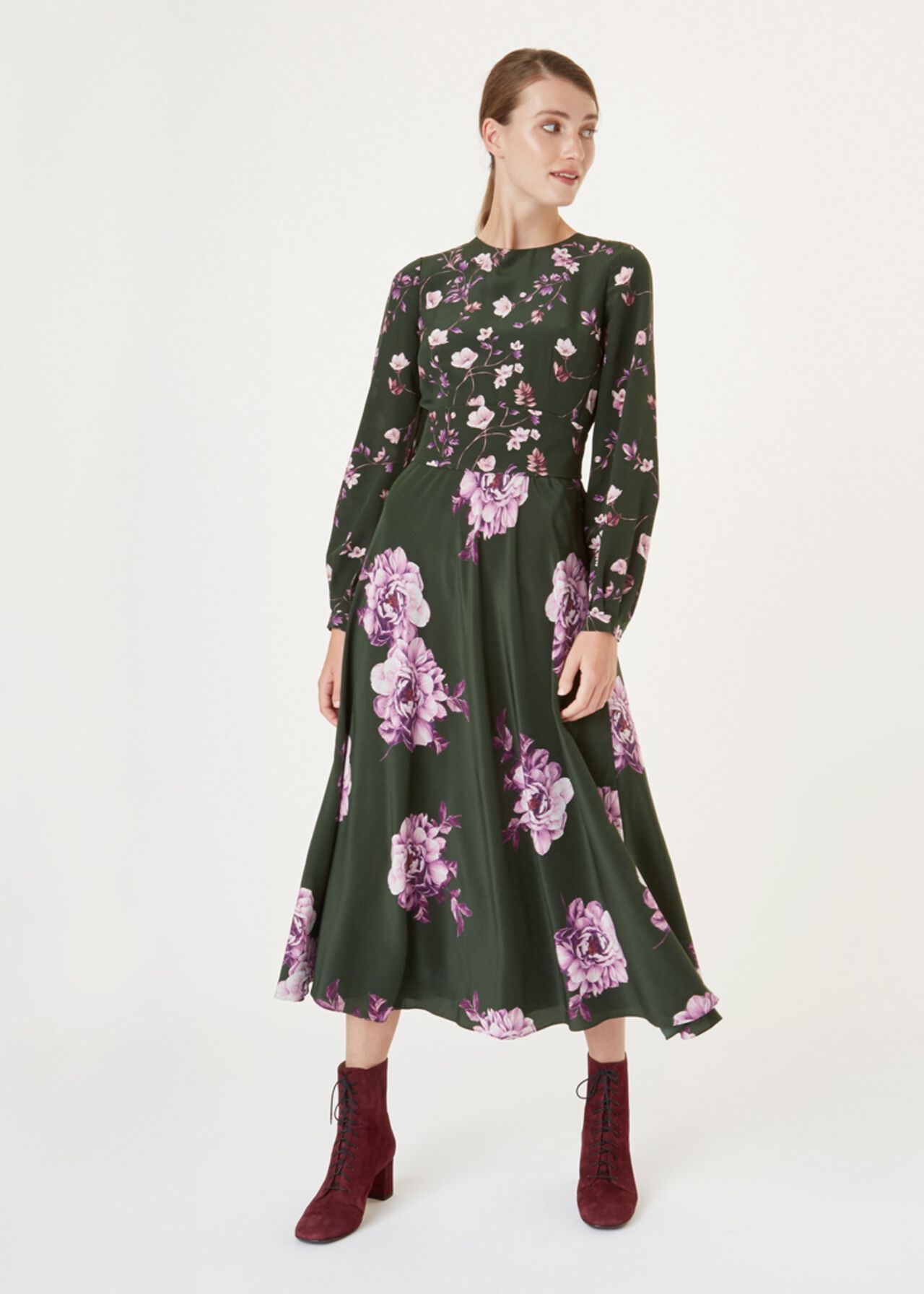 Silk Winter Rose Dress Hobbs