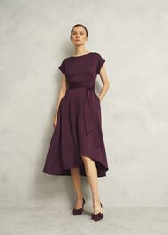 Agnes Satin Tie Dress, Onyx Red, hi-res