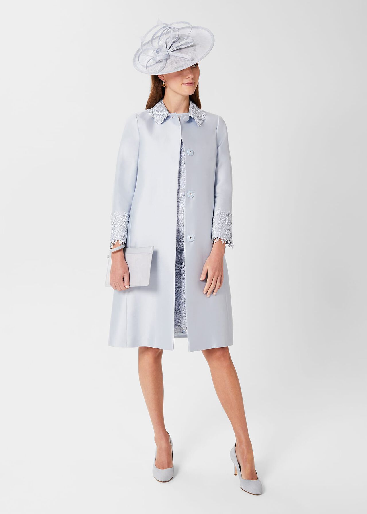 Adela Silk Blend Coat, Pale Blue, hi-res