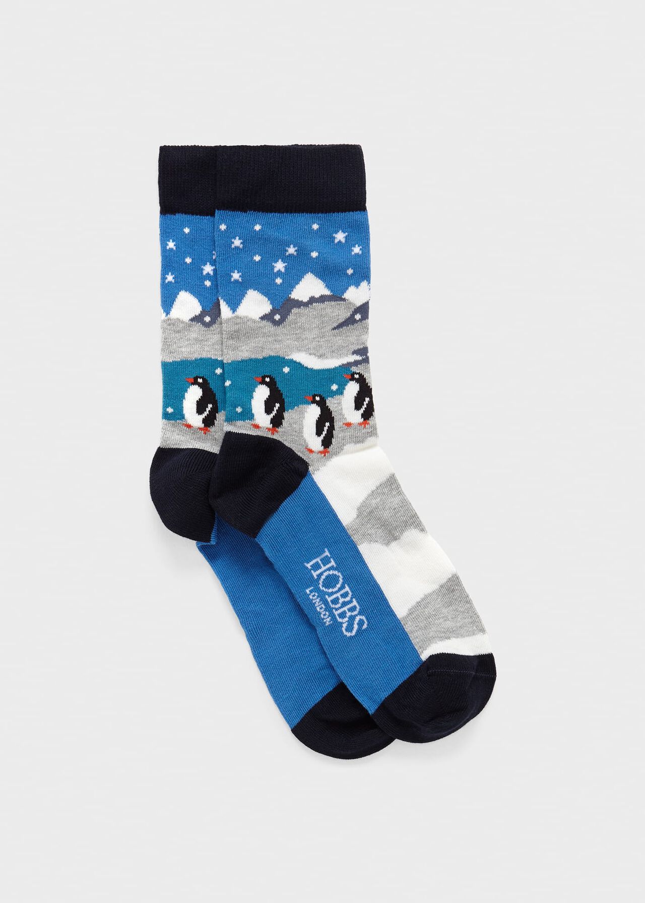 Antarctic Penguins Socks, Blue Multi, hi-res