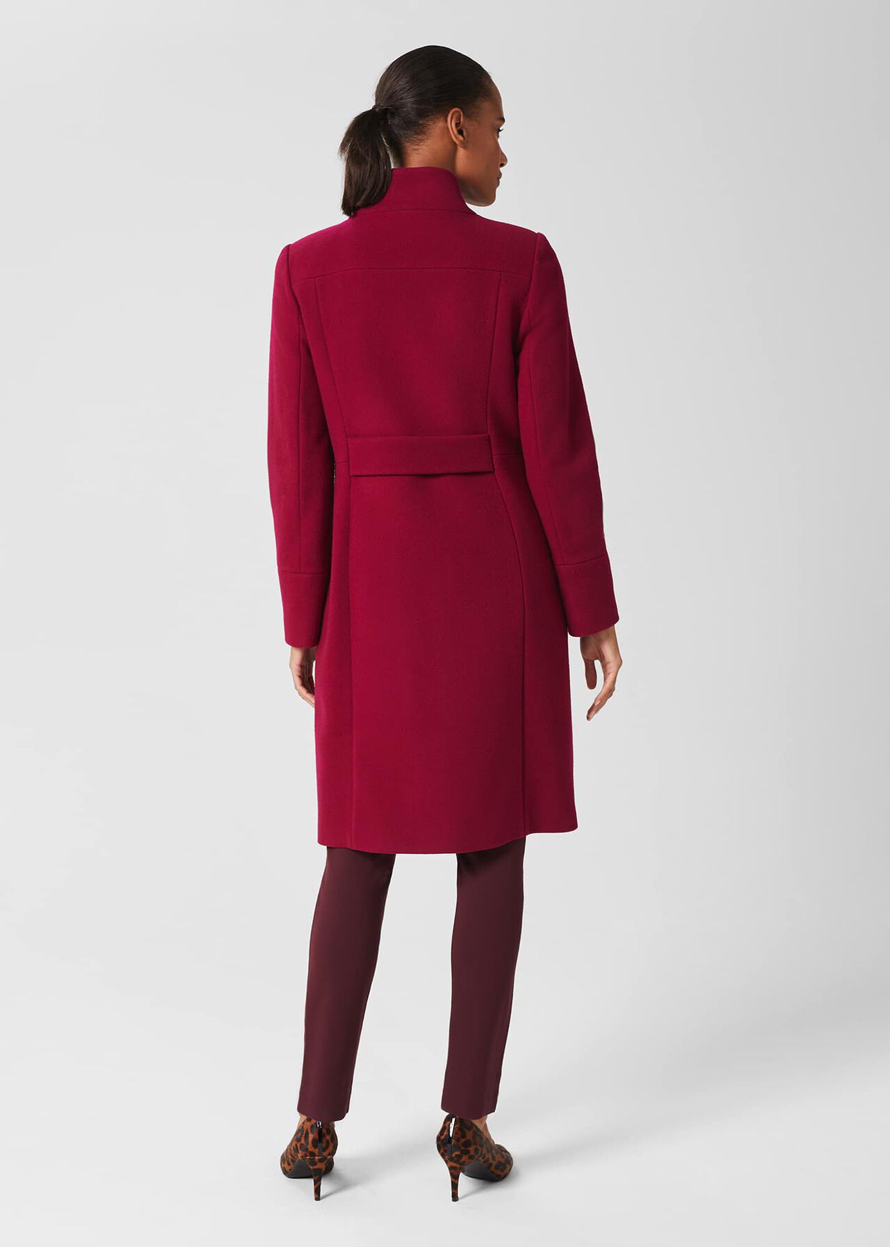 Maisie Wool Blend Coat, Dark Raspberry, hi-res