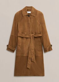 Oakley Suede Trench Coat, Tan, hi-res