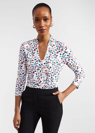 Aimee Printed Top, Ivory Multi, hi-res