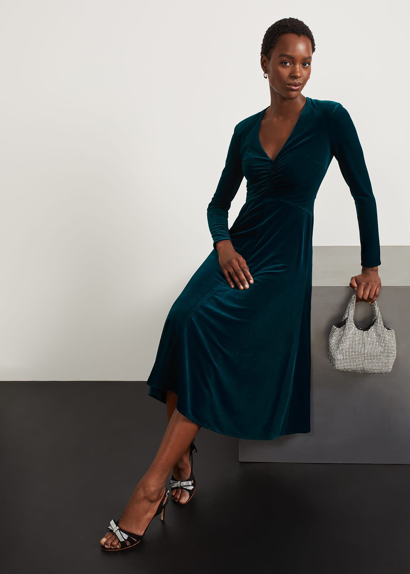 Hobbs eliora shop velvet dress