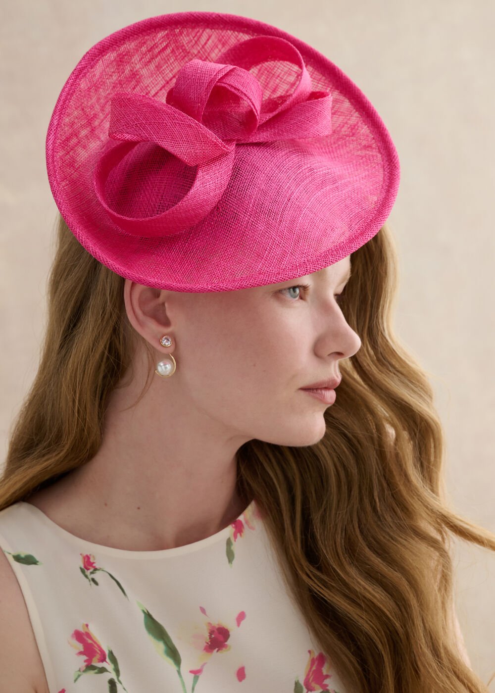 Quinn Fascinator, Bright Pink, hi-res