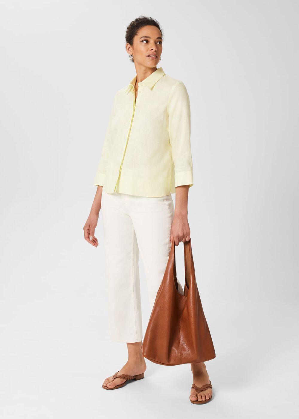 Nita Boxy Linen Shirt, Light Yellow, hi-res