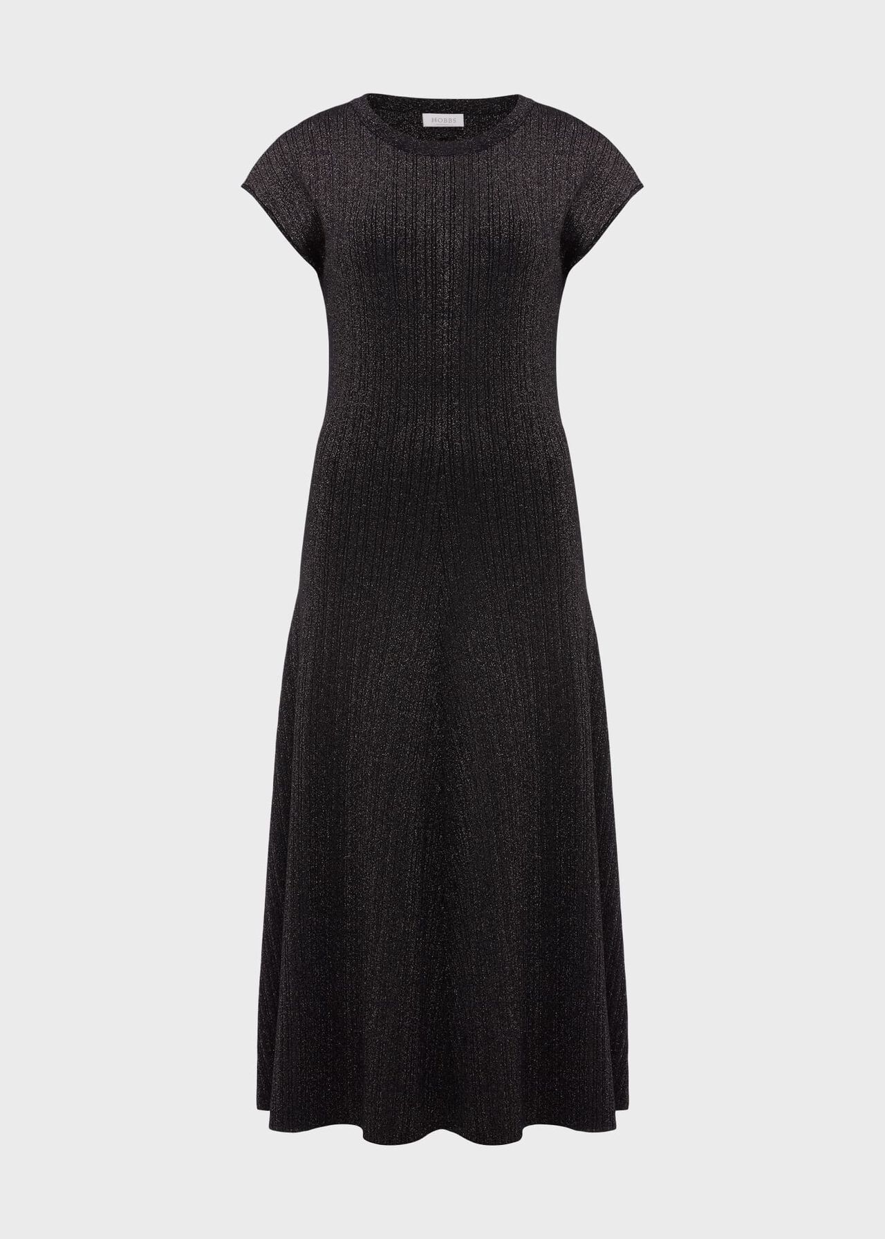 Reena Sparkle Ribbed Knitted Dress, Black Gold, hi-res