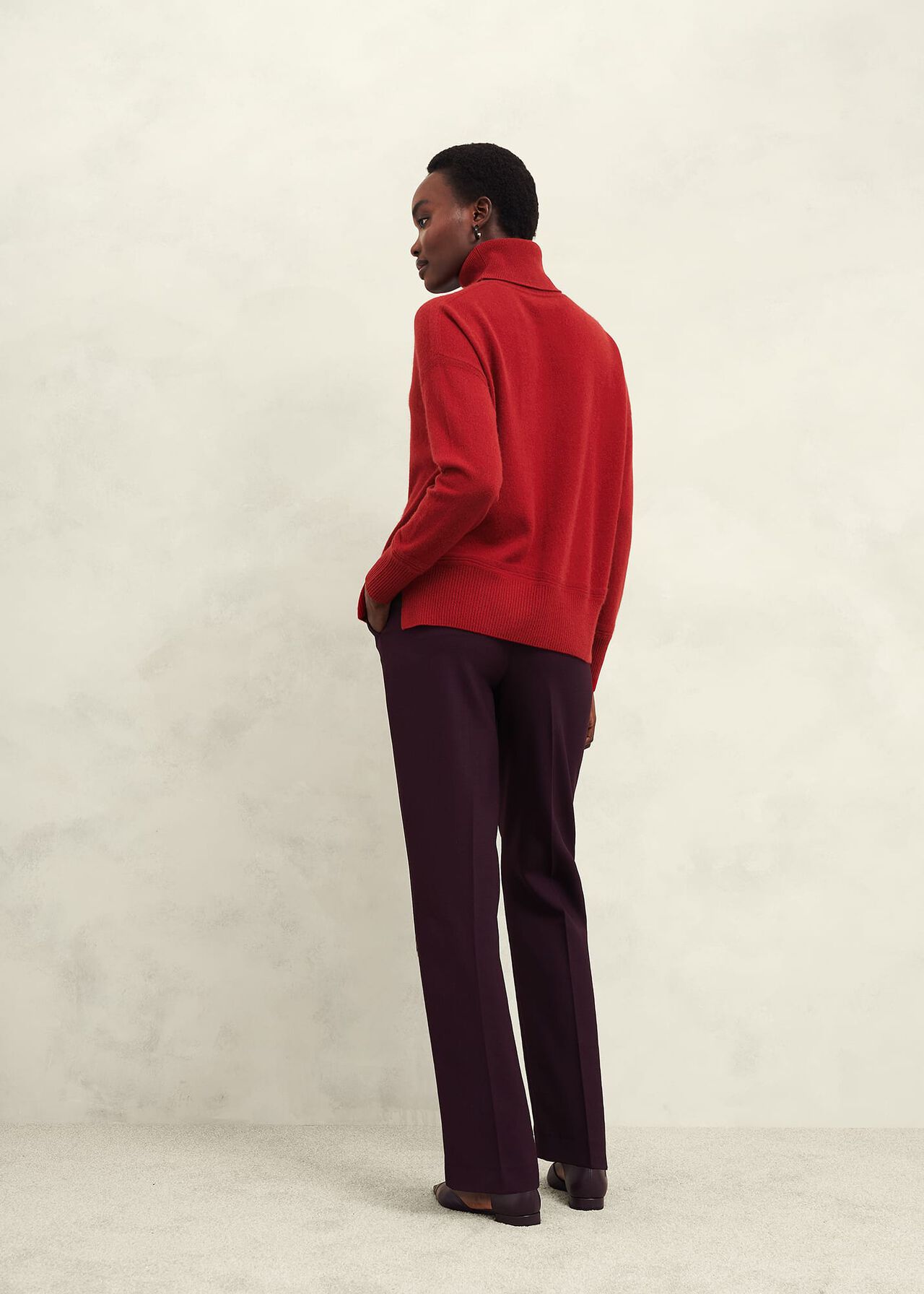 Delora Cashmere Roll Neck Jumper, Pomegranate Red, hi-res
