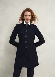 Elaine Tweed Coat, Navy, hi-res