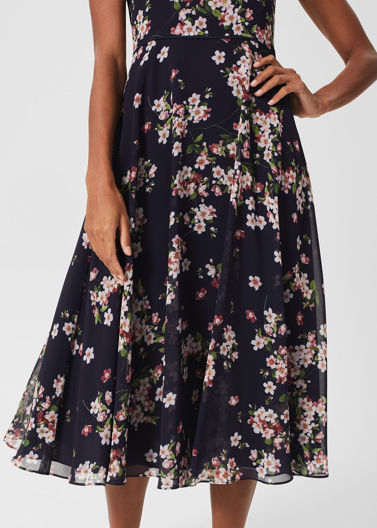 Carly Short Floral Dress, Navy Pink Multi, hi-res