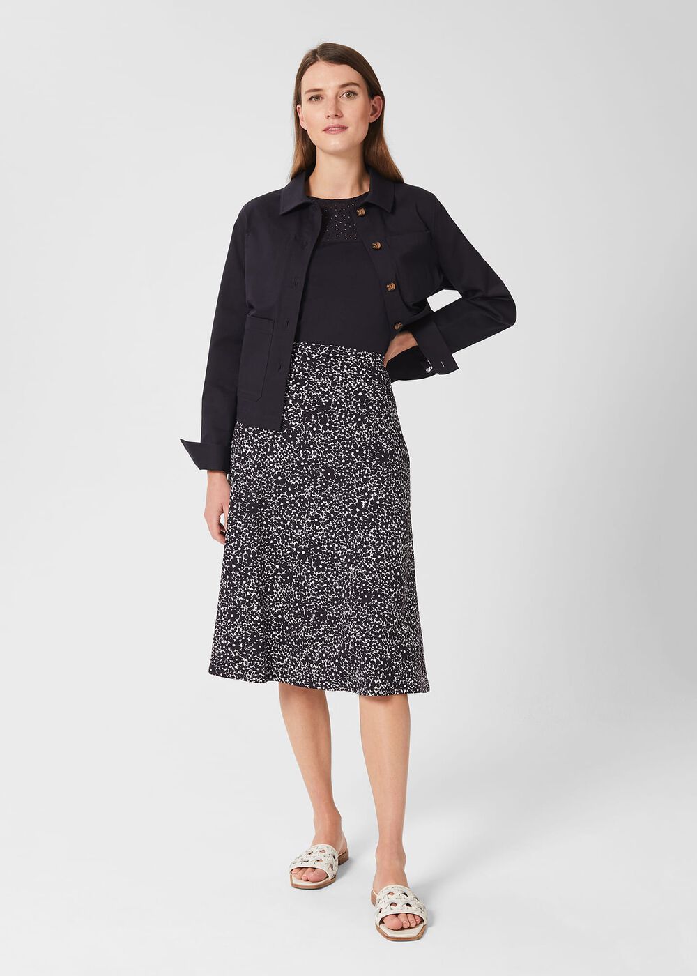 Liza Jersey Skirt, Navy White, hi-res