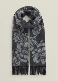 Paula Wool Scarf, Black Grey, hi-res