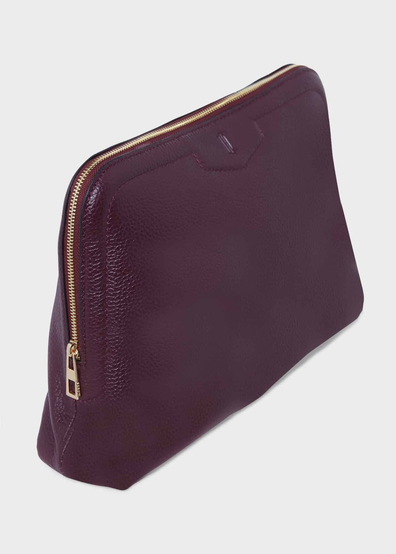 Margot Leather Large Make-Up Bag, Aubergine, hi-res