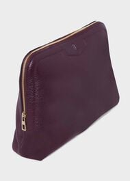 Margot Leather Large Make-Up Bag, Aubergine, hi-res