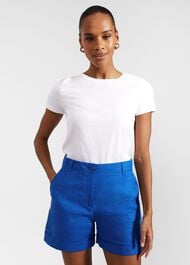 Lenna Linen Shorts, Atlantic Blue, hi-res