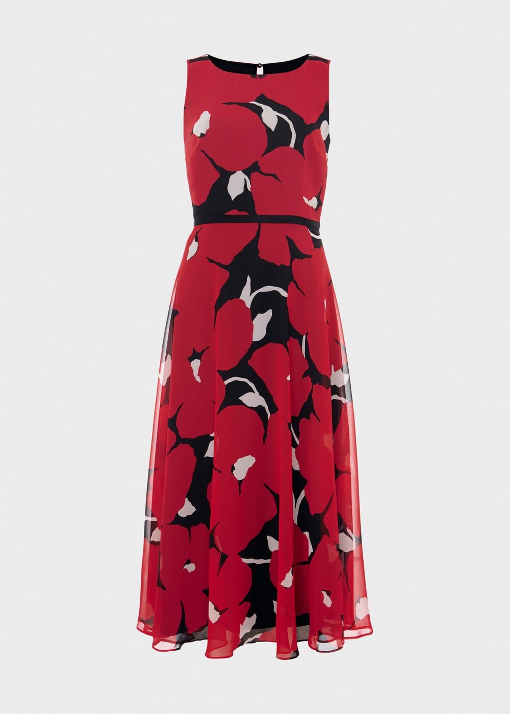 Carly Floral Midi Dress, Black Pink, hi-res