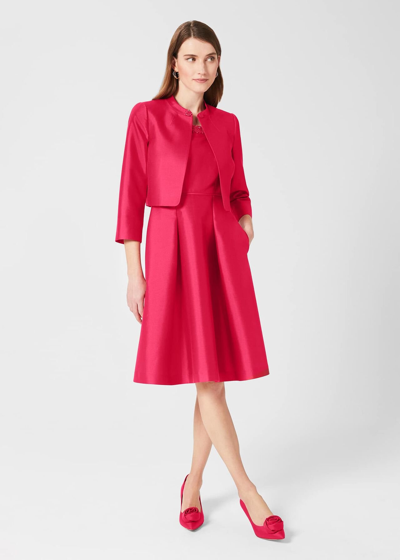 Julietta Silk Blend Jacket, Fuchsia Pink, hi-res