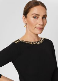 Emily Knitted Sequin Dress, Black, hi-res