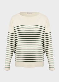 Scarlett Cotton Stripe Jumper, Cream Green, hi-res