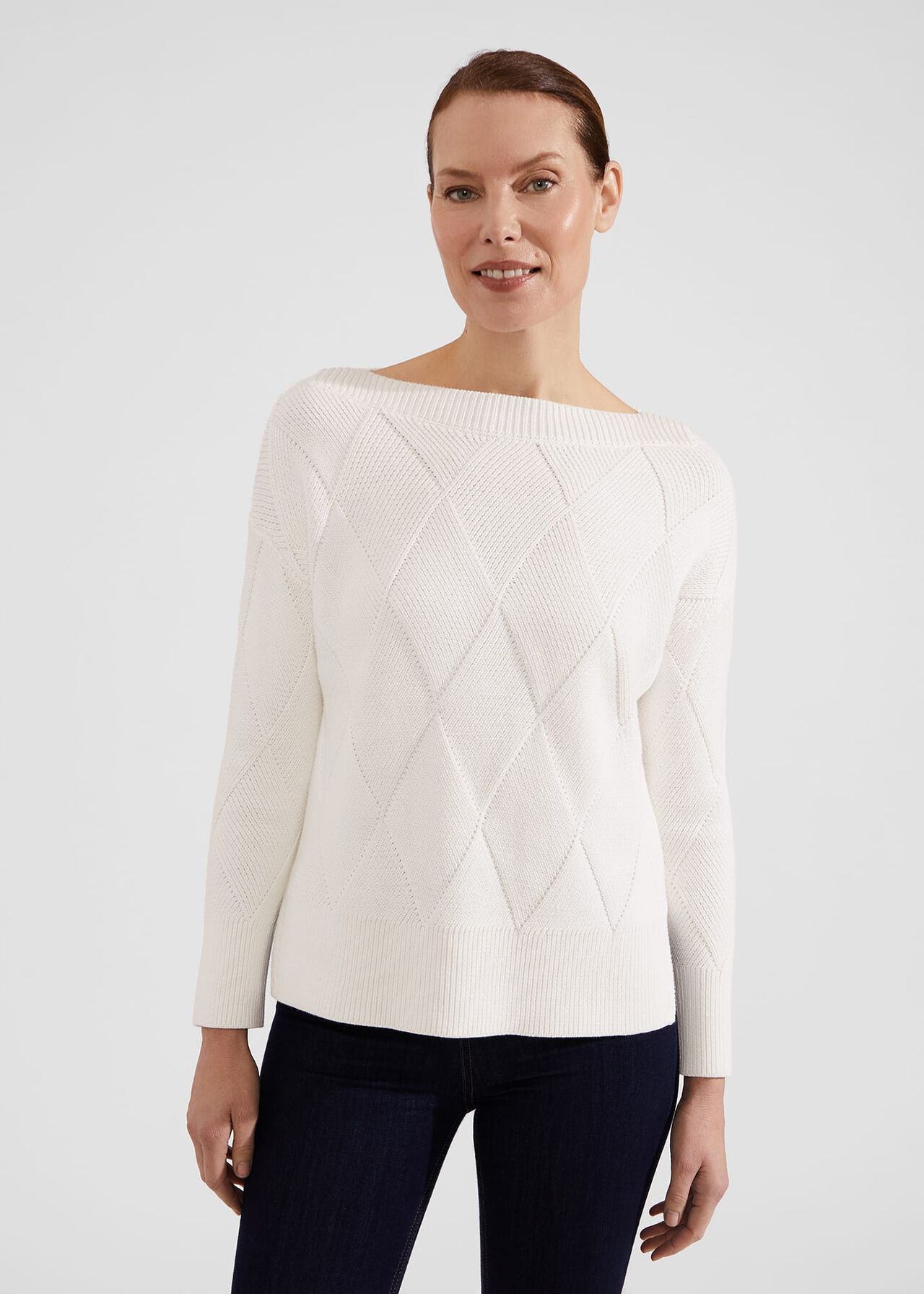 Emmy Cotton Sweater, Ivory, hi-res