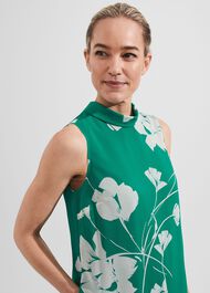 Madeline Floral A Line Dress, Green Ivory, hi-res