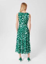 Carly Spot Midi Dress, Green Ivory, hi-res