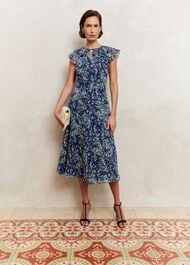 Dawn Frill Collar Dress, Blue Multi, hi-res