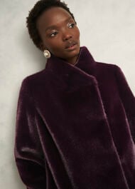 Petite Tarini Faux Fur Coat, Wine, hi-res
