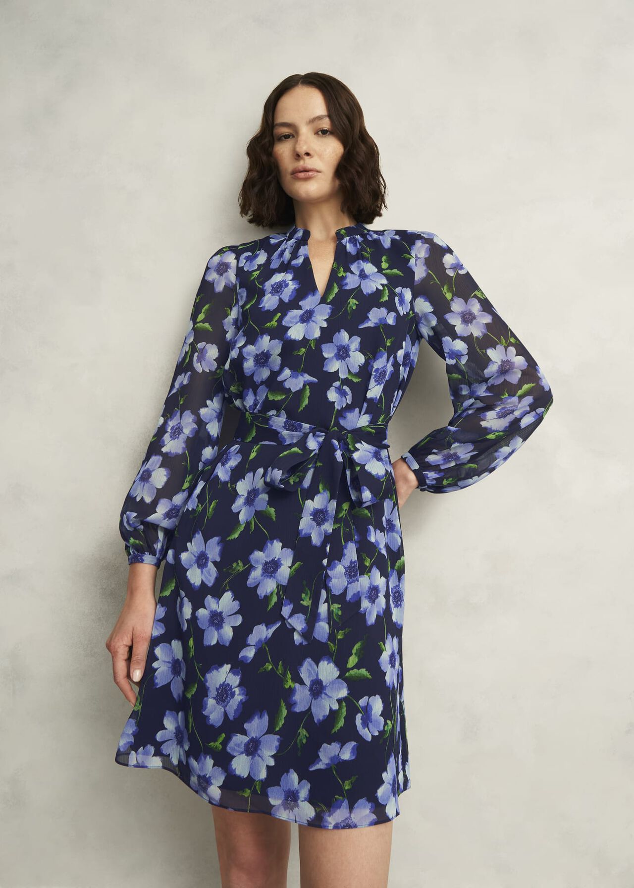 Gracie Tie Waist Dress, Midnight Multi, hi-res
