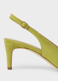 Emma Suede Stiletto Slingback Court Shoes, Leaf Green, hi-res