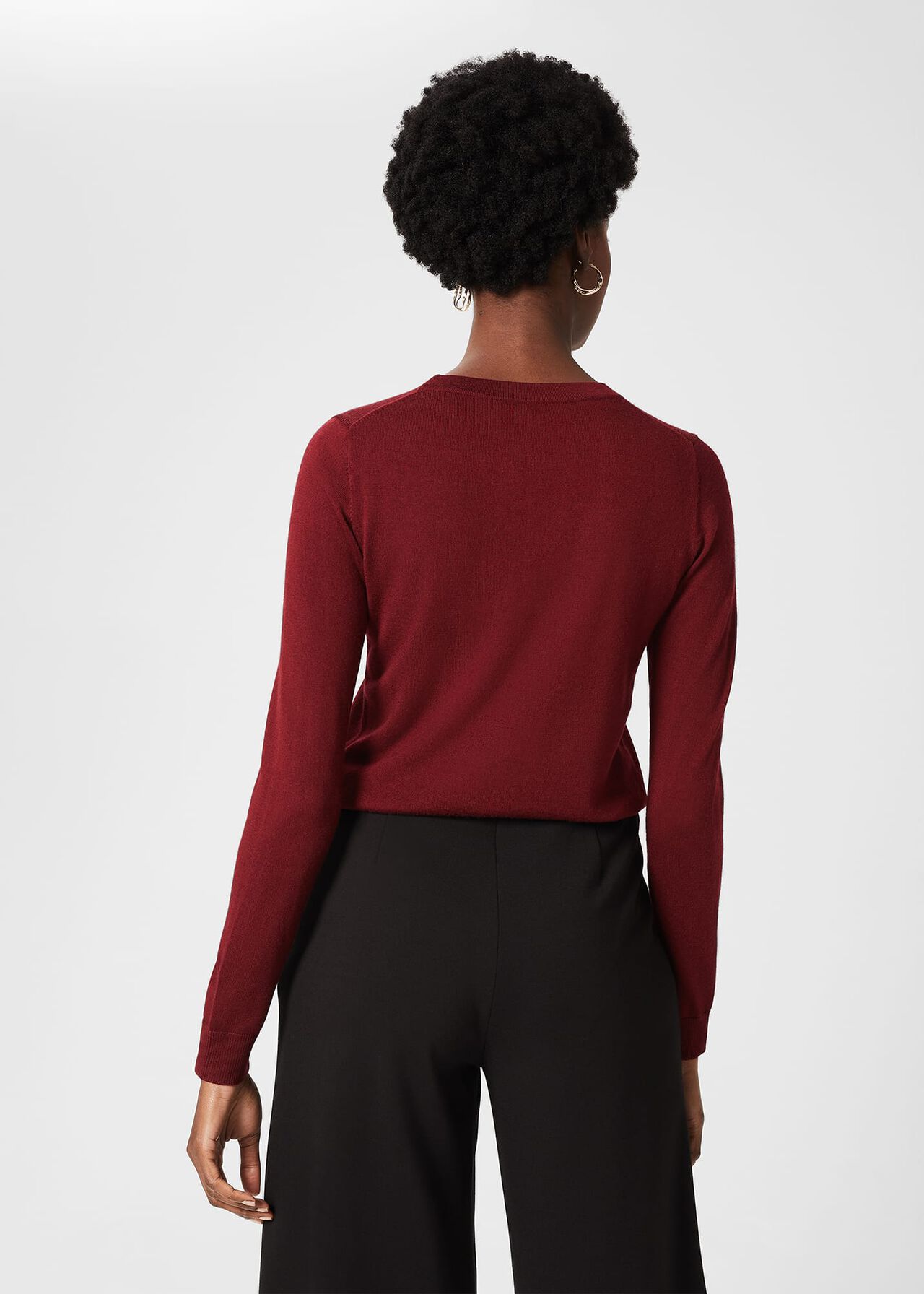 Penny Merino Wool Jumper, Burgundy, hi-res