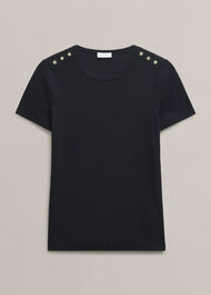 Eva Ribbed T-Shirt, Hobbs Navy, hi-res