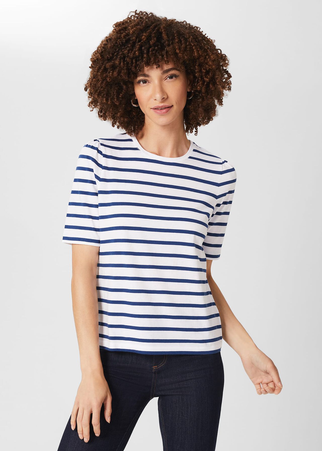 Eva Puff Sleeve Tee, Frnch Blue Whte, hi-res