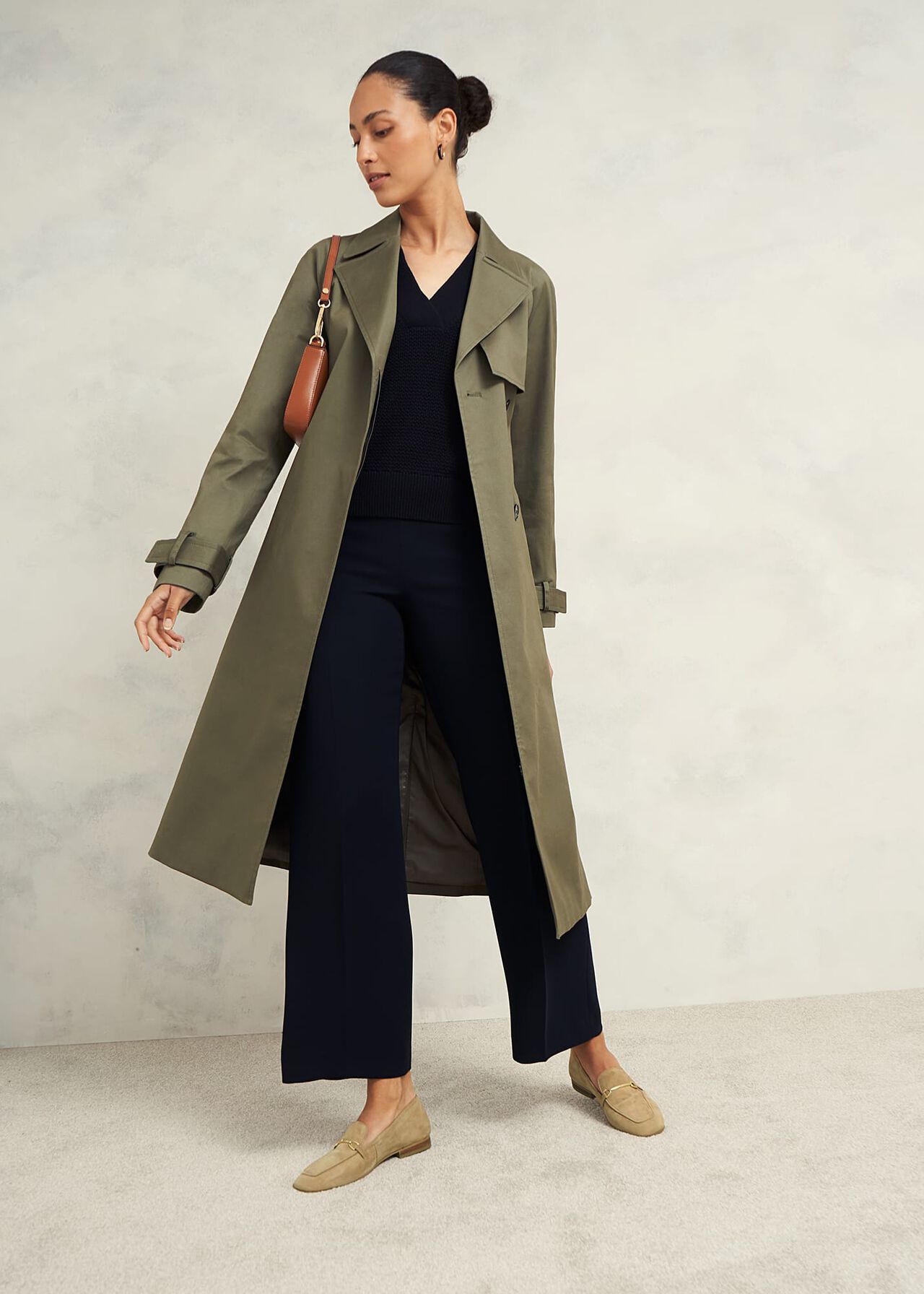 Rhian Shower Resistant Trench Coat, Olive Green, hi-res