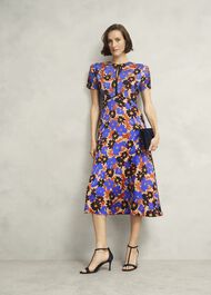 Arlesey Floral Midi Dress, Beige Multi, hi-res