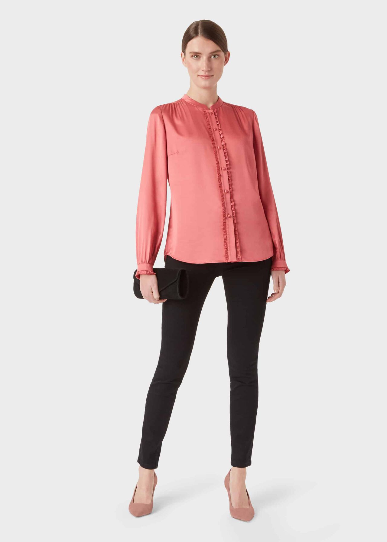 Esther Satin Blouse, Pink, hi-res