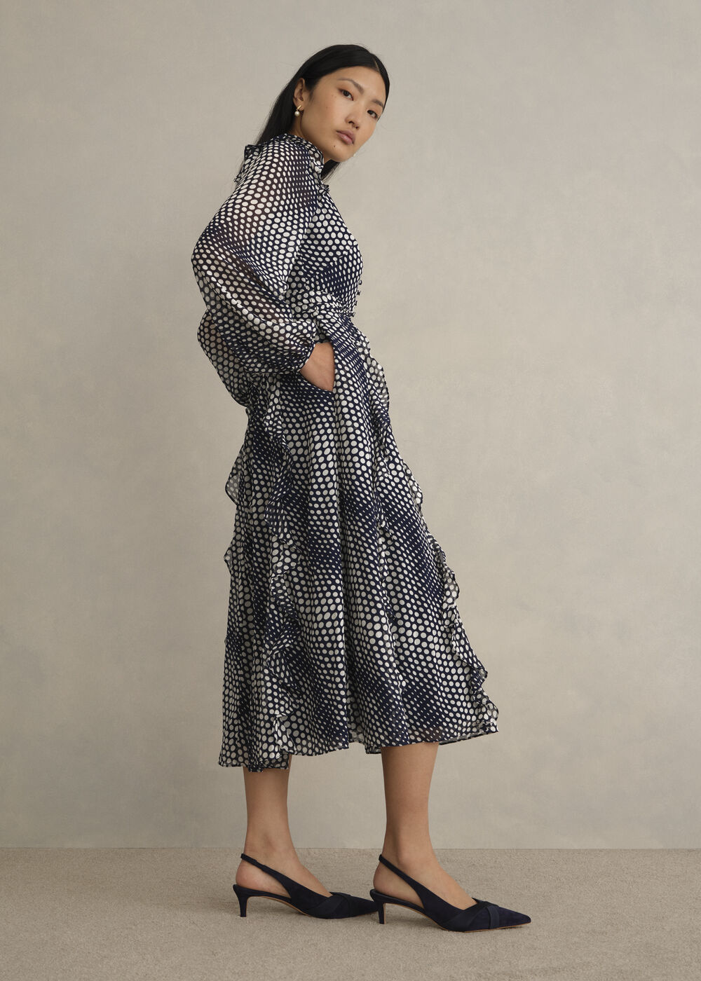 Petite Miriam Dress, Midnight Cream, hi-res