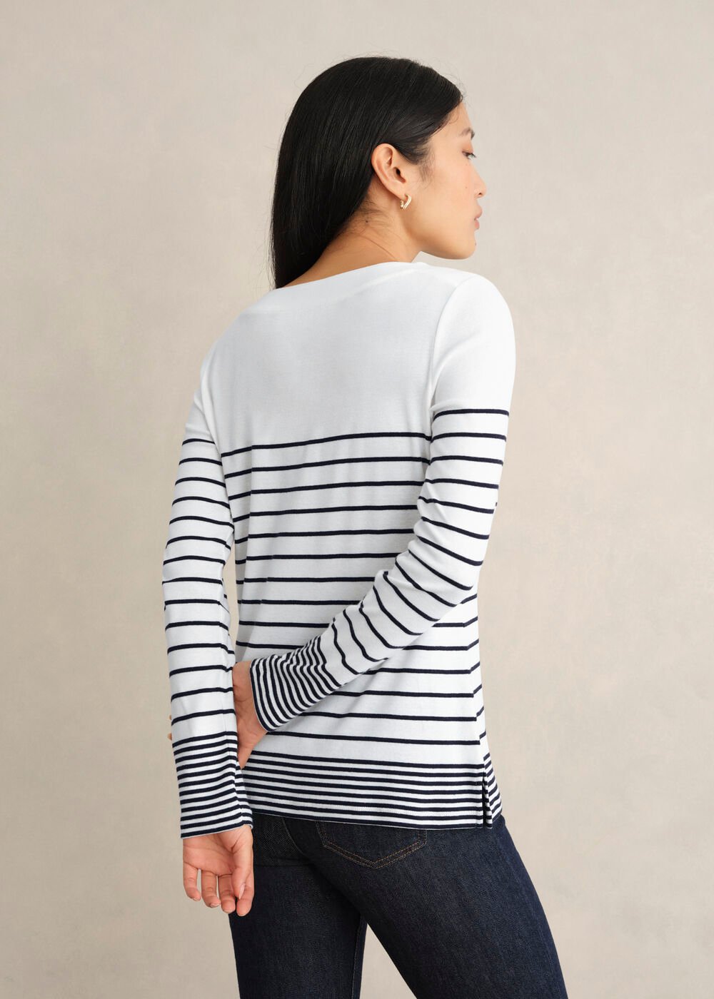 Constance Corron Striped Top, White Navy, hi-res