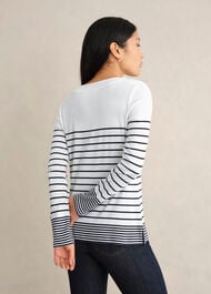 Constance Corron Striped Top, White Navy, hi-res