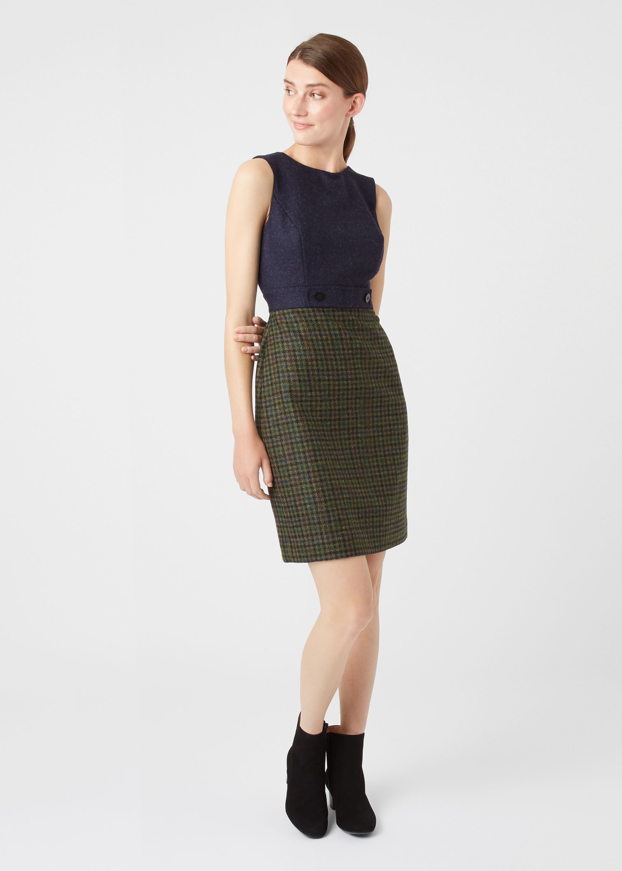 navy and green dress