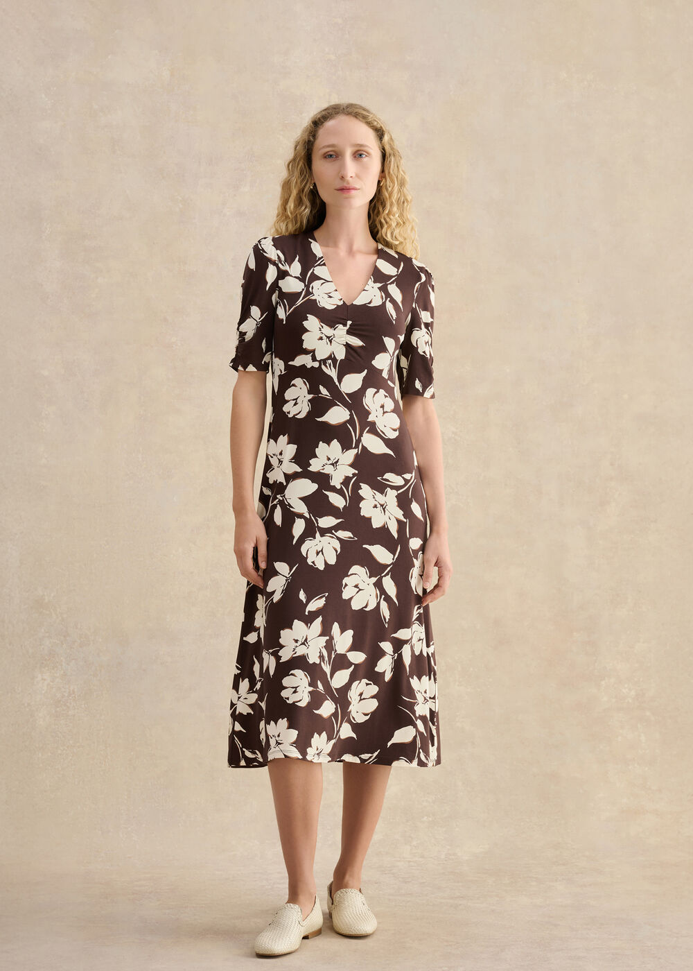 Peyton Jersey Dress, Brown Sandstone, hi-res