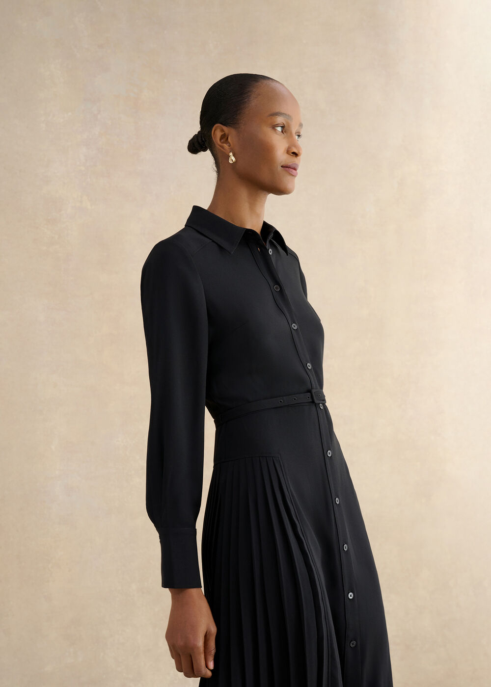 Ginny Shirt Dress, Black, hi-res