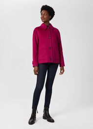 Sairey Short Wool Coat, Fuchsia Pink, hi-res
