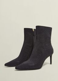 Cassia Jewelled Ankle Boots, Black, hi-res