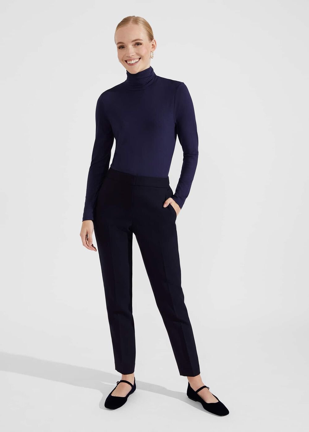 Mischa Roll Neck Top, Midnight Navy, hi-res
