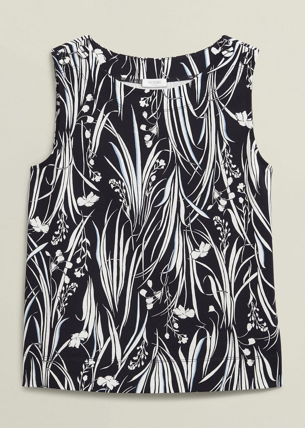 Maddy Cotton Printed Top, Navy Ivory, hi-res