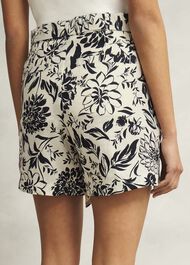 Maura Linen Shorts, Cream Navy, hi-res